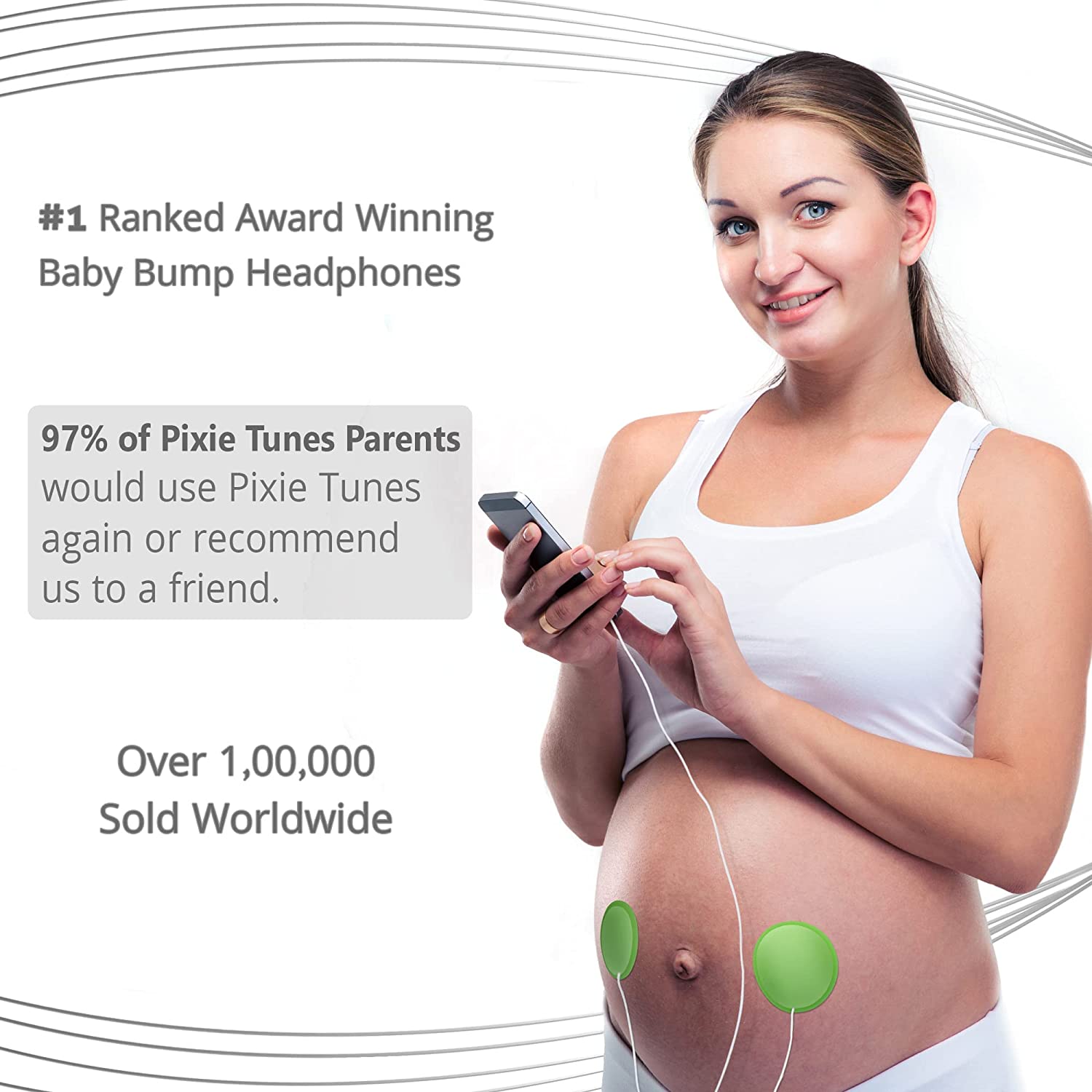 Pixie Tunes Premium Award-Winning Baby Bump Headphones #1 Pregnancy Speakers to Play Music, Sound and Talk to Your Baby